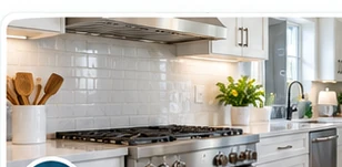 Professional cleaner working in a bright kitchen
