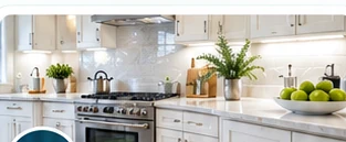 Professional cleaner working in a bright kitchen